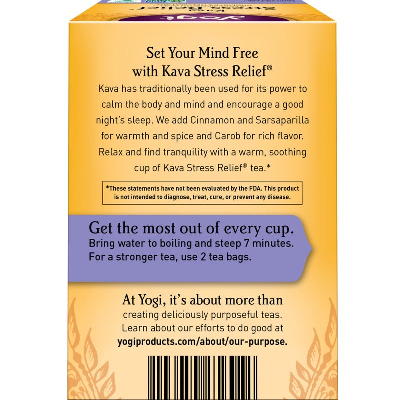 Yogi Tea Kava Stress Relief Tea - 16 Tea Bags per Pack (4 Packs) - Made with Organic, Caffeine-Free Relaxing Tea - Includes Carob Pod, Indian Sarsaparilla Root, Cinnamon Bark, Ginger Root & More - Image 2