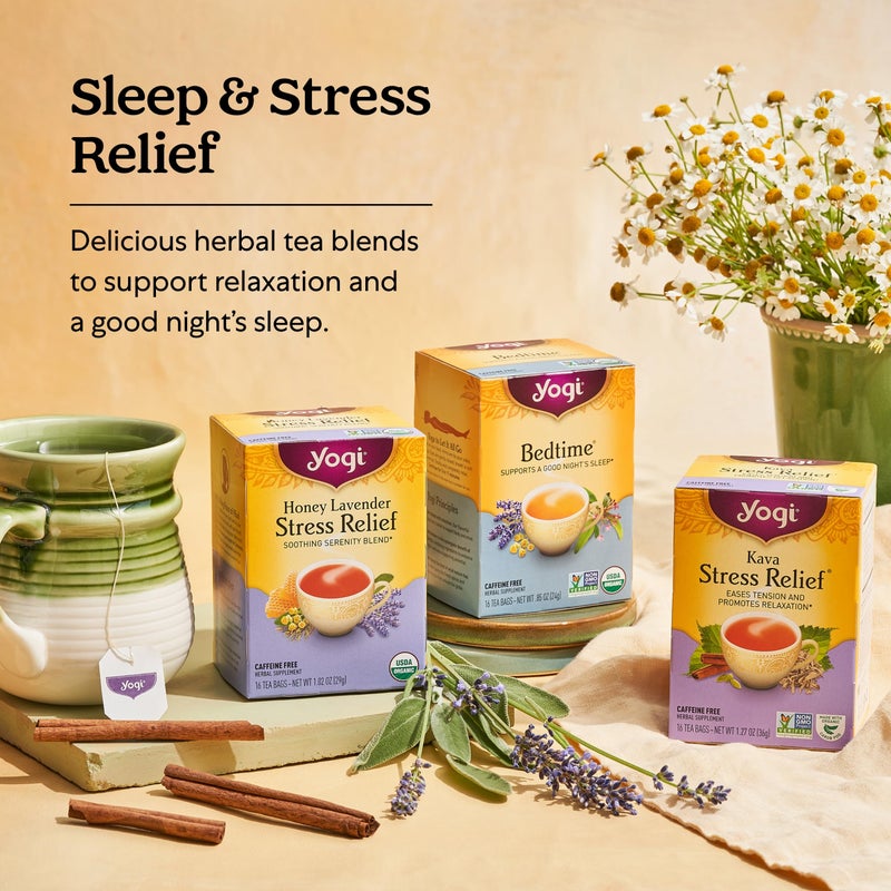 Yogi Tea Kava Stress Relief Tea - 16 Tea Bags per Pack (4 Packs) - Made with Organic, Caffeine-Free Relaxing Tea - Includes Carob Pod, Indian Sarsaparilla Root, Cinnamon Bark, Ginger Root & More - Image 5