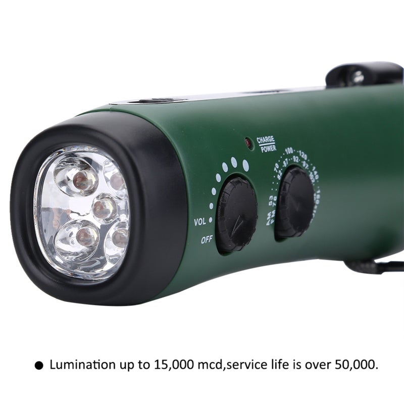 Hand Crank LED Emergency Flashlight: Portable Lightweight Durable - Multi-Function Radio Phone Charger for Outdoor Emergency Use - Image 3