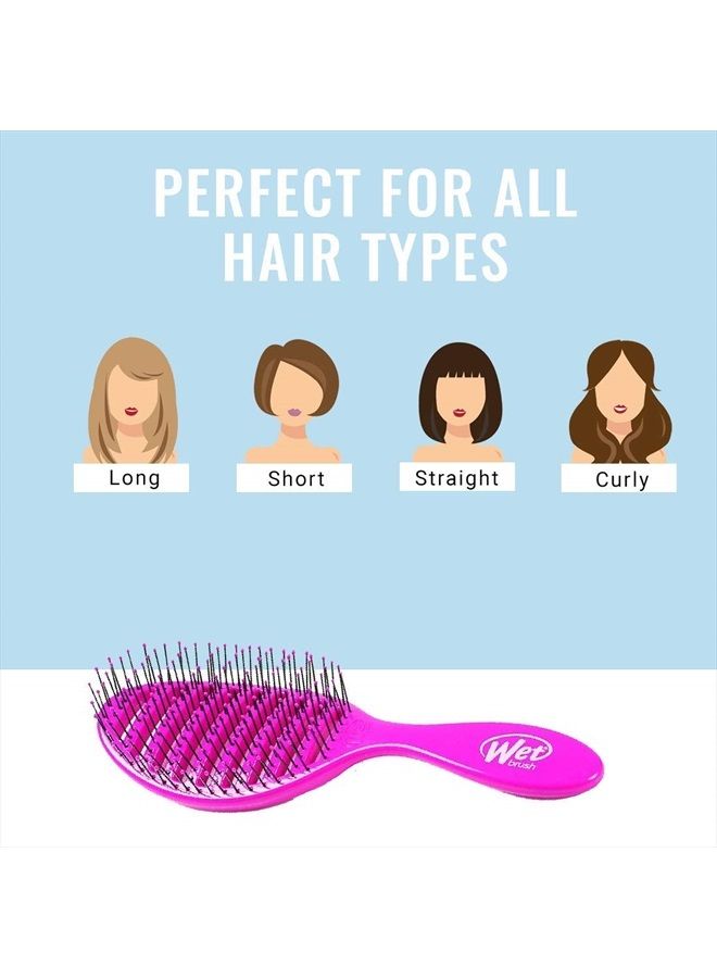 Wet Brush فرشاة فك تشابك الشعر السريعة (وردي) - تصميم مريح، شعيرات مرنة مقاومة للحرارة، لتجفيف الشعر، لفك تشابك العقد، خالية من التشابك، فرشاة مضادة للكهرباء الساكنة لجميع أنواع الشعر - Image 3