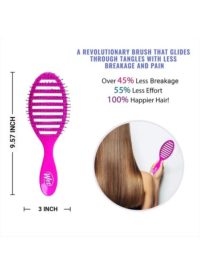 Wet Brush فرشاة فك تشابك الشعر السريعة (وردي) - تصميم مريح، شعيرات مرنة مقاومة للحرارة، لتجفيف الشعر، لفك تشابك العقد، خالية من التشابك، فرشاة مضادة للكهرباء الساكنة لجميع أنواع الشعر - Image 4