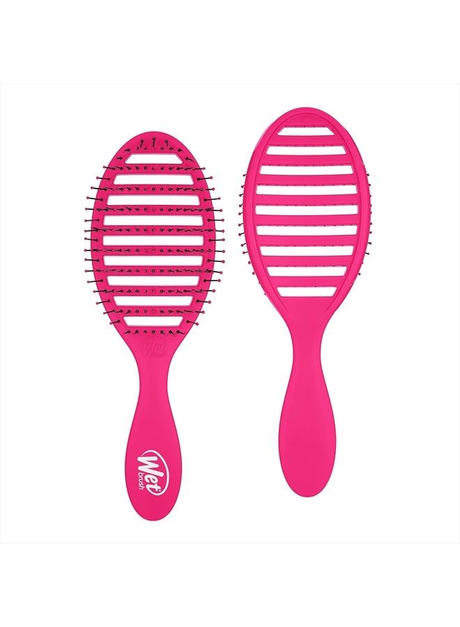 Wet Brush فرشاة فك تشابك الشعر السريعة (وردي) - تصميم مريح، شعيرات مرنة مقاومة للحرارة، لتجفيف الشعر، لفك تشابك العقد، خالية من التشابك، فرشاة مضادة للكهرباء الساكنة لجميع أنواع الشعر - Image 1