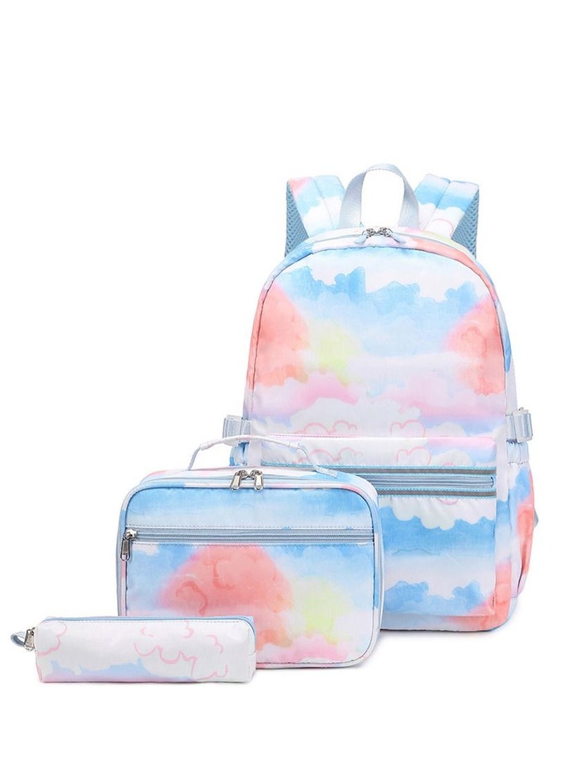 Aolida 3-Piece Fresh Contrasting Colors Style School Backpacks For Girls Reduced Weight Printed Backpacks Set - Image 1