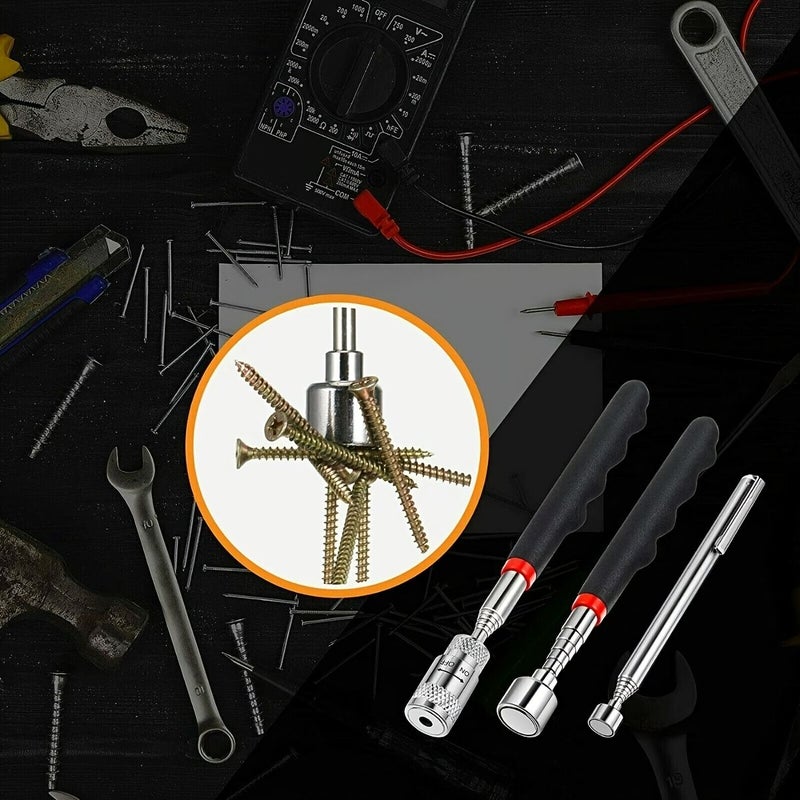 أداة التقاط مغناطيسية قابلة للسحب، وزن 16 رطلاً، مع قبضة مريحة سوداء، وقضيب سحب بطول قابل للتعديل، للصواميل والمسامير والمفاتيح والحطام المعدني، مناسبة للاستخدام اليومي في الورش والمرآب. - Image 5