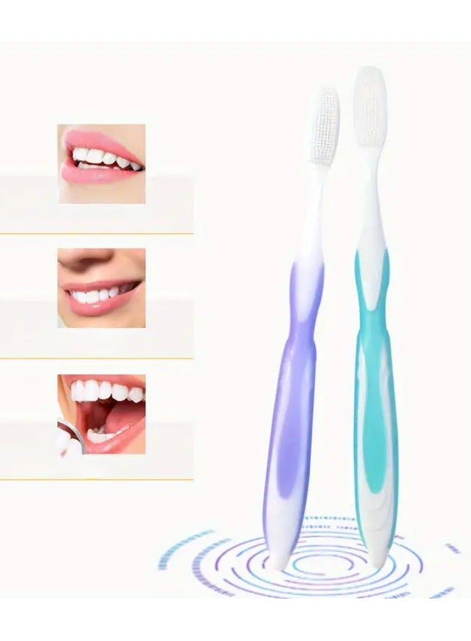 Goolsky 2pcs Soft Nano Manual Toothbrushes With Soft Bristles For Teeth Gums, For Deep Cleaning Oral Care At Home For Daily Life - Image 1