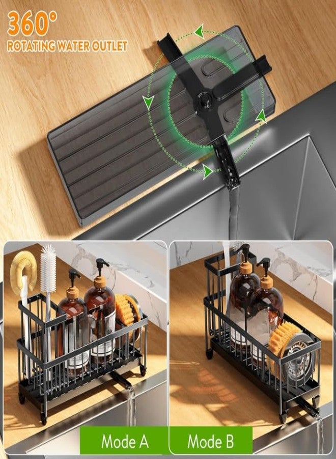 Wisik enterprise Metal Sink draining Rack Kitchen Sink Organizer Metal Sink Caddy with Dish Brush Holder, Sponge Holder with Auto-Drain, 360° Swivel Spout, Kitchen Gadgets and Decor for Tiny (1) - Image 3