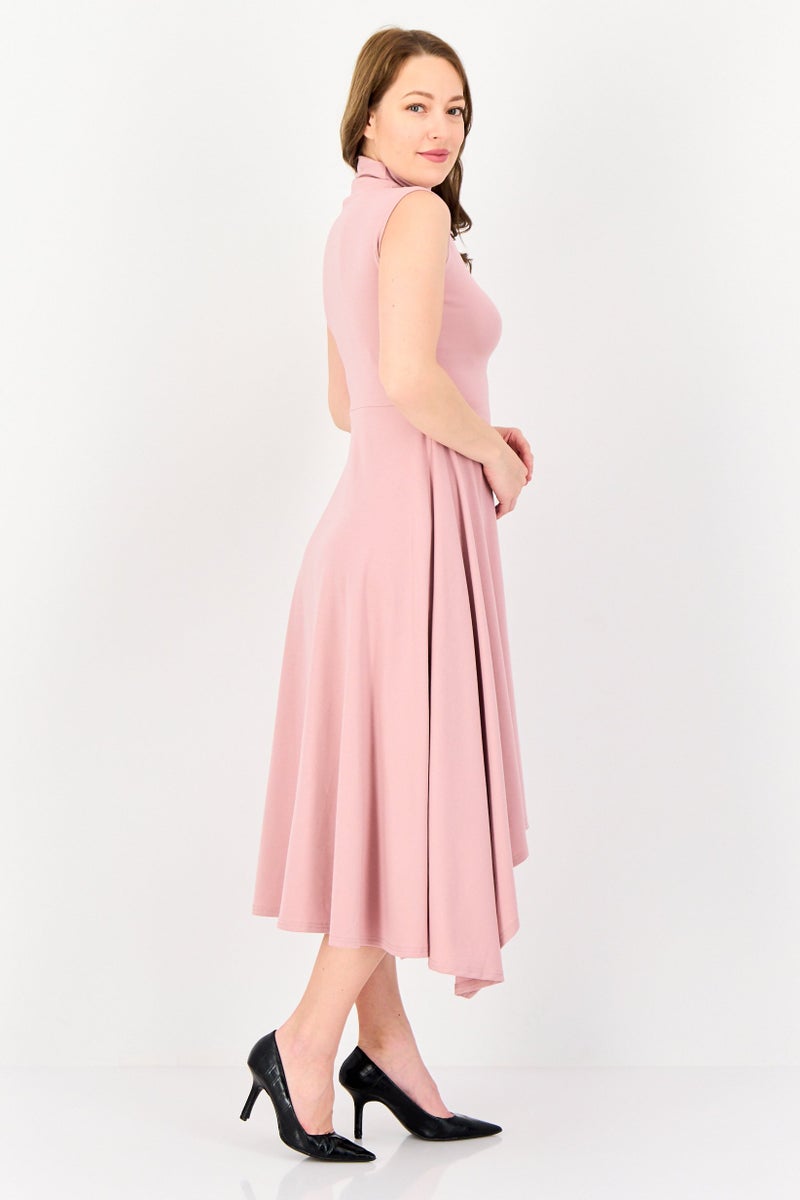 bebe Women Solid Midi Dress, Mauve  - Image 3
