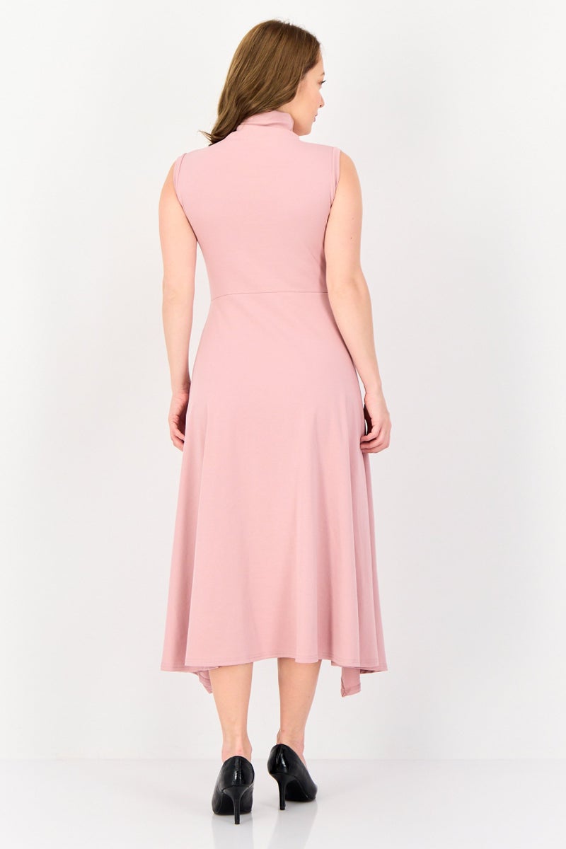 bebe Women Solid Midi Dress, Mauve  - Image 2