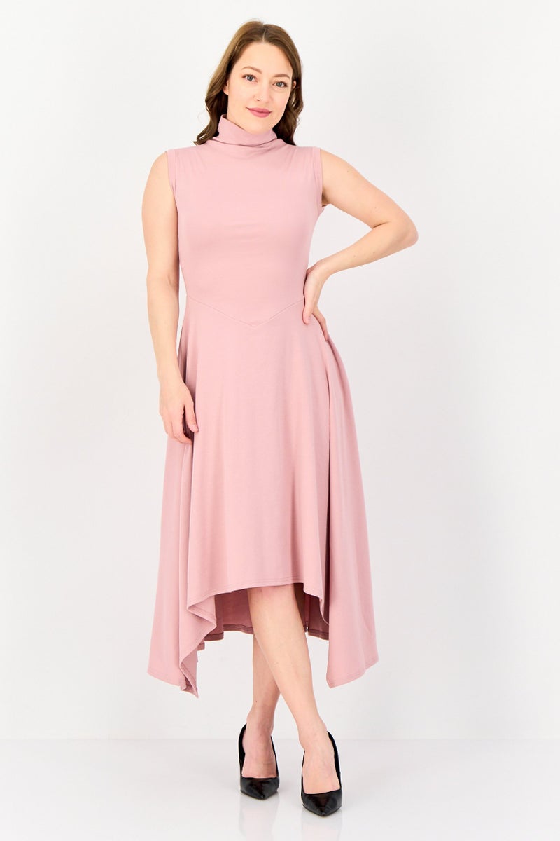 bebe Women Solid Midi Dress, Mauve  - Image 1