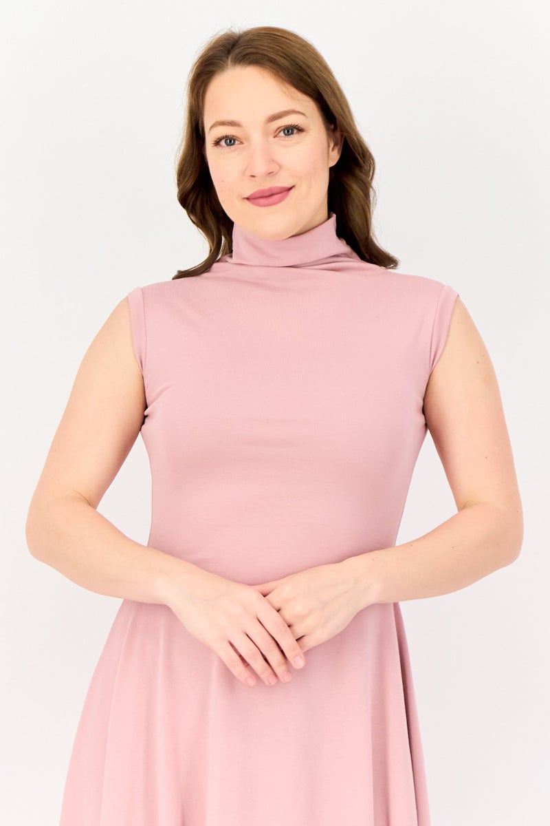bebe Women Solid Midi Dress, Mauve  - Image 4