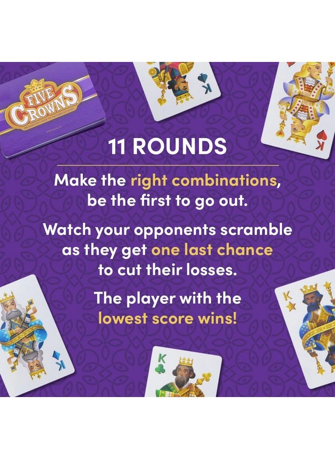 PlayMonster - PlayMonster Five Crowns - The Game Isn't Over Until the Kings Go Wild! - 5 Suited Rummy-Style Card Game - For Ages 8+ - Image 1