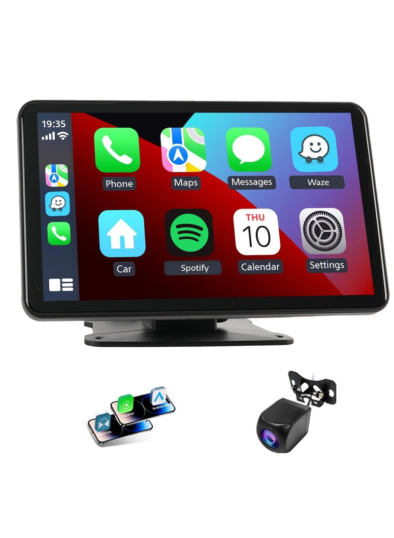 هاو ديور شاشة سيارة لاسلكية محمولة متوافقة مع Apple CarPlay، شاشة ستيريو سيارة 7 بوصة مع CarPlay اللاسلكي و Android Auto، كامرة خلفية بدقة 1080بك، ملاحة GPS، و Mirror Link - Image 1