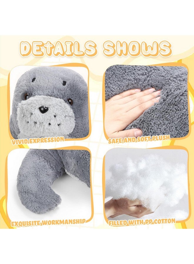 Poen دبوس محشو عملاق بطول 39 بوصة - حيوان محشو ناعم وكبير ولطيف بلون رمادي، لعبة دبوس محشو رائعة، وسادة كبيرة هدية للأطفال، رفيق نوم، زينة حيوانات المحيط في عيد الميلاد - Image 4