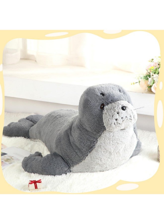Poen دبوس محشو عملاق بطول 39 بوصة - حيوان محشو ناعم وكبير ولطيف بلون رمادي، لعبة دبوس محشو رائعة، وسادة كبيرة هدية للأطفال، رفيق نوم، زينة حيوانات المحيط في عيد الميلاد - Image 5