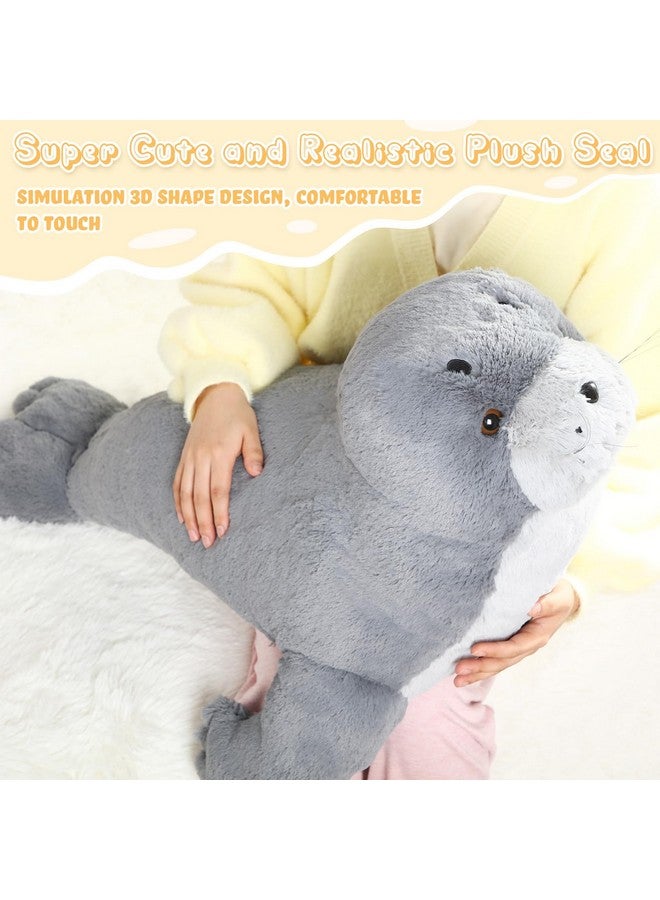 Poen دبوس محشو عملاق بطول 39 بوصة - حيوان محشو ناعم وكبير ولطيف بلون رمادي، لعبة دبوس محشو رائعة، وسادة كبيرة هدية للأطفال، رفيق نوم، زينة حيوانات المحيط في عيد الميلاد - Image 3