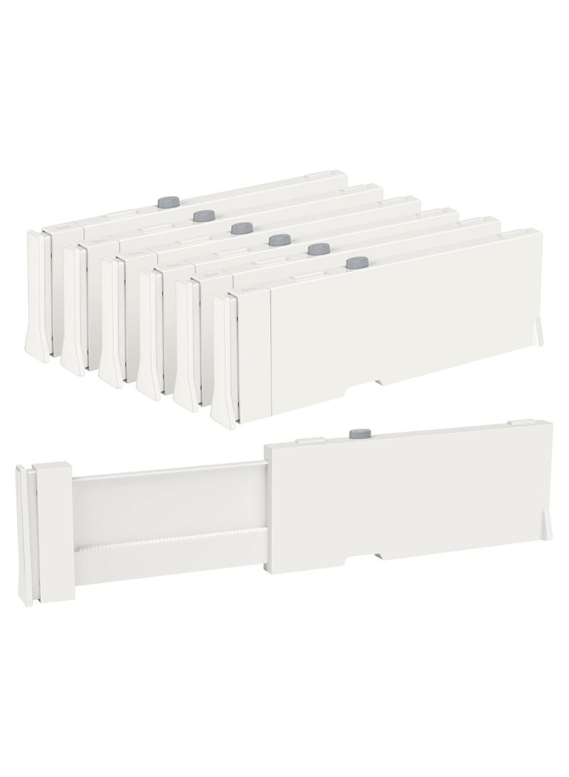 Mmmon Drawer Dividers for Clothes 6 PackAdjustable 4" High Expandable from 11.6"-17'Dresser Drawer Organizer, Plastic Separators forDresser, Baby Clothing, Kitchen, Cosmetic and OfficeStorage  - Image 1