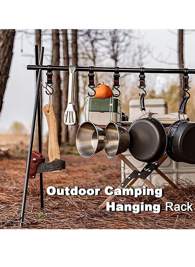 General - Cookware Hanging Rack for Camping Ultralight Aluminum Tripod Folding Shelf with 12 Hooks Mesh Storage Layer and Storage Bag Outdoor Multifunction Camping Triangle Stand - Image 1