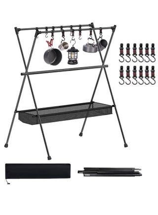 Cookware Hanging Rack for Camping Ultralight Aluminum Tripod Folding Shelf with 12 Hooks Mesh Storage Layer and Storage Bag Outdoor Multifunction Camping Triangle Stand - pzsku/ZC0F9E6D7A57B51ACAECBZ/45/1746229857/d2ea4a57-0638-4fbe-983f-51e1b83ffa77