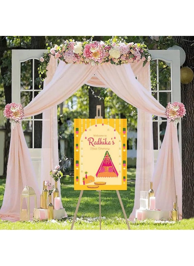 Theme My Party - Theme My Party Traditional Haldi Ceremony Welcome Sign Board I Personalized Indian Pre Wedding Haldi Wedding Sign Board I Indian Ceremony Welcome Sign for Haldi Decoration - Image 1