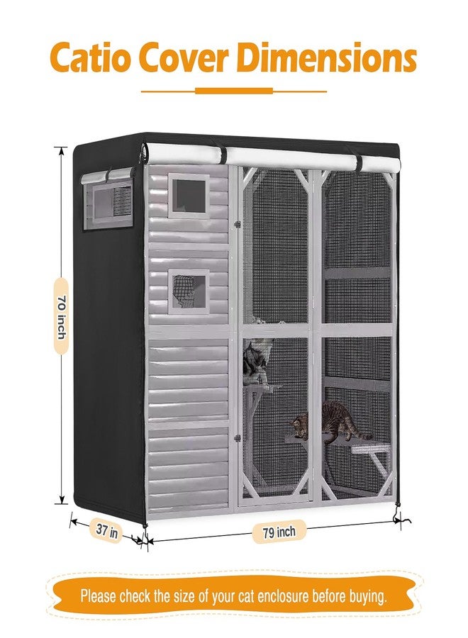 غطاء كولوين كاتيو، 79 بوصة × 37 بوصة × 70 بوصة، غطاء مقاوم للماء لأقفاص القطط الخارجية، مصنوع من قماش 420D، مناسب لأقفاص القطط الخارجية من نوع Aivituvin Cats (أسود) (الأقفاص غير متضمنة) - Image 2