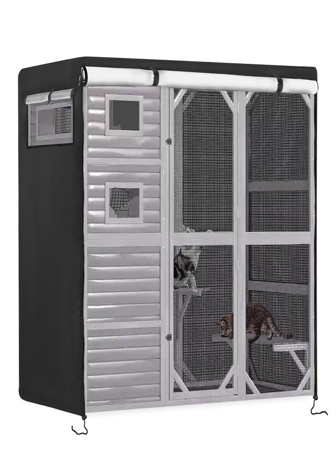 غطاء كولوين كاتيو، 79 بوصة × 37 بوصة × 70 بوصة، غطاء مقاوم للماء لأقفاص القطط الخارجية، مصنوع من قماش 420D، مناسب لأقفاص القطط الخارجية من نوع Aivituvin Cats (أسود) (الأقفاص غير متضمنة) - Image 1