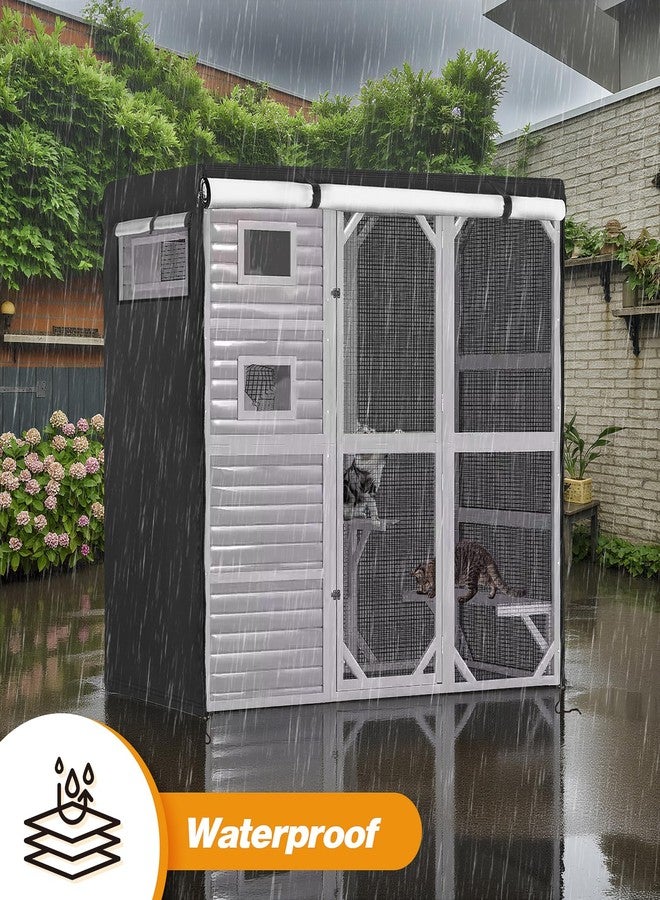 غطاء كولوين كاتيو، 79 بوصة × 37 بوصة × 70 بوصة، غطاء مقاوم للماء لأقفاص القطط الخارجية، مصنوع من قماش 420D، مناسب لأقفاص القطط الخارجية من نوع Aivituvin Cats (أسود) (الأقفاص غير متضمنة) - Image 3