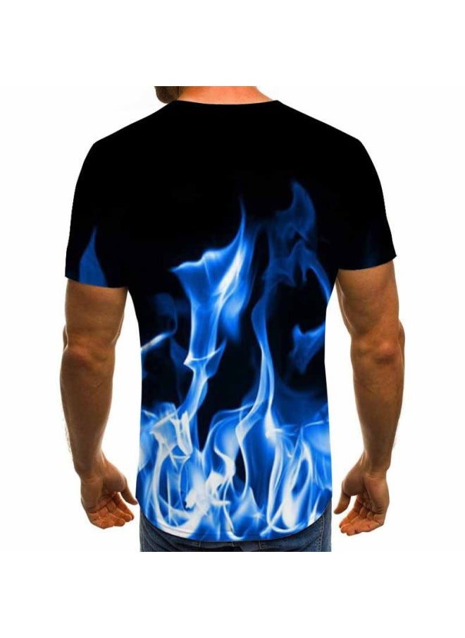 Summer Hot Flame Casual 3D Printing Round Neck Pullover Short Sleeve Men's Hip Hop T-shirt-Color:TXU-1874-Dimensions:XXL  - Image 4