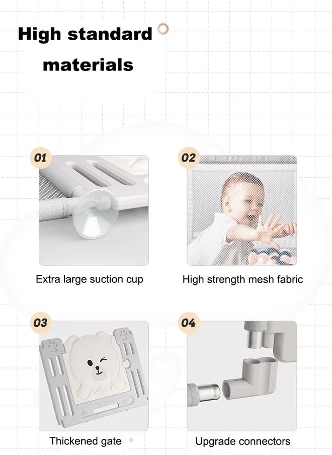 oldlaiben Baby Fence, Floor Fence, Home Baby Toddler Fence, Fall-proof Playpen, Extra Large Baby Playard with Gate, With Playing mat, 60 Sea Balls, 2 Handle ring, 180*200CM  - Image 5