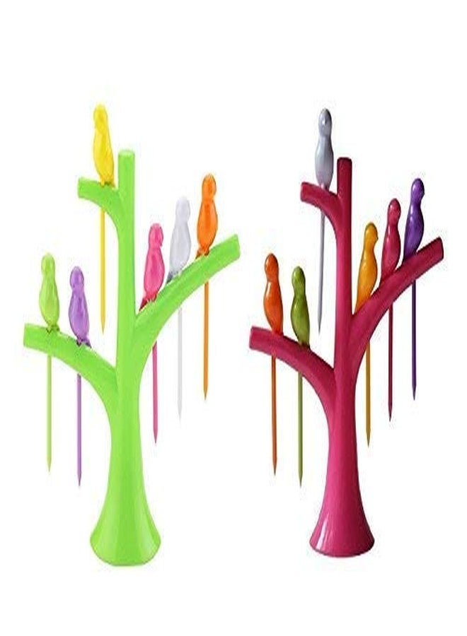 First Front Fancy Bird Shape Fruit Fork and Tree Set - Multicolour (Pack of 3) - Image 2