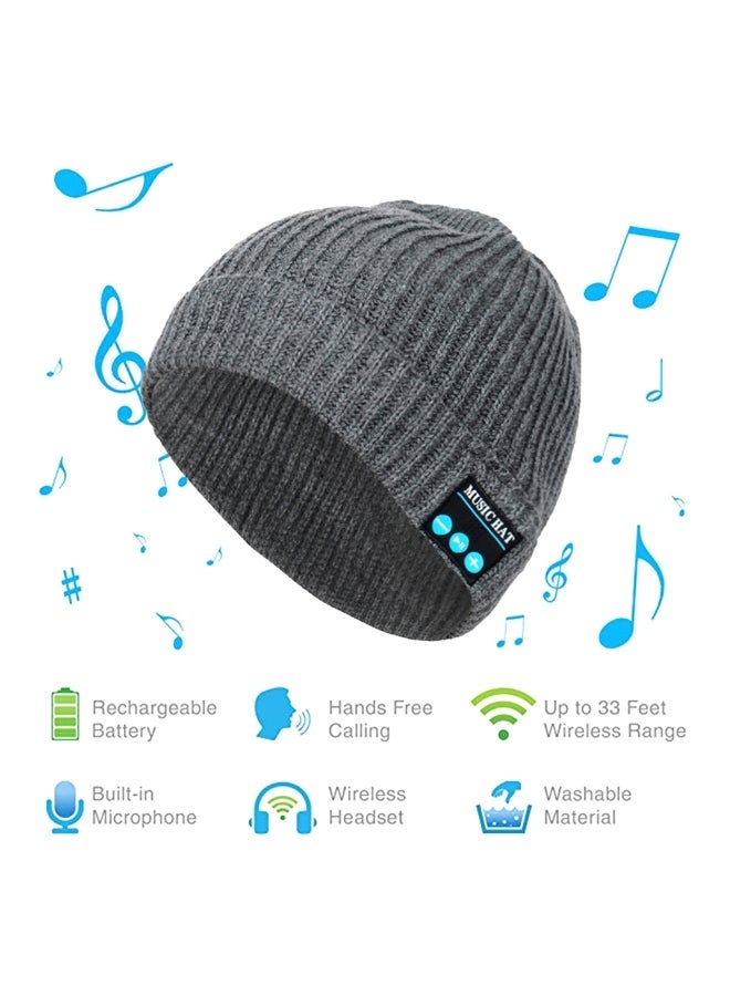 NIBEMINENT Bluetooth Knitted Hat With Mic One Size Grey  - Image 2