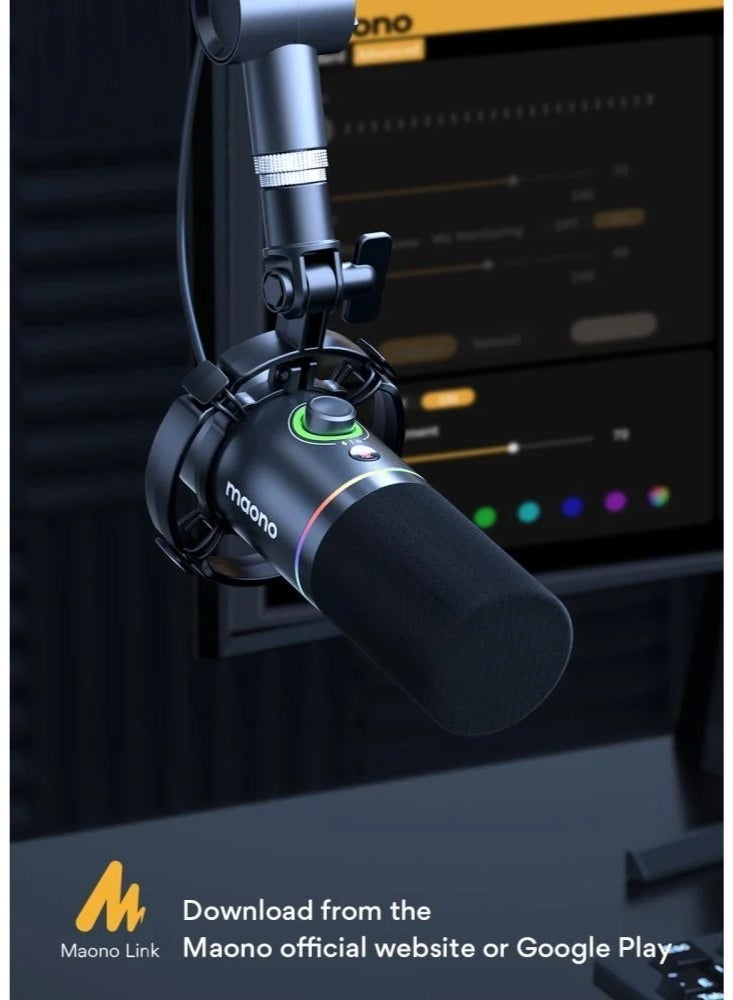 ماونو مايكروفون MAONO PD200X الديناميكي الاحترافي USB/XLR للبودكاست والبث المباشر والألعاب وصناعة المحتوى | 24-bit/48kHz | عزل ضوضاء احترافي Cardioid | مراقبة صوت مباشرة Zero Latency | RGB قابل للتخصيص | متوافق مع PC و Mac و PS4 و PS5 - Image 5