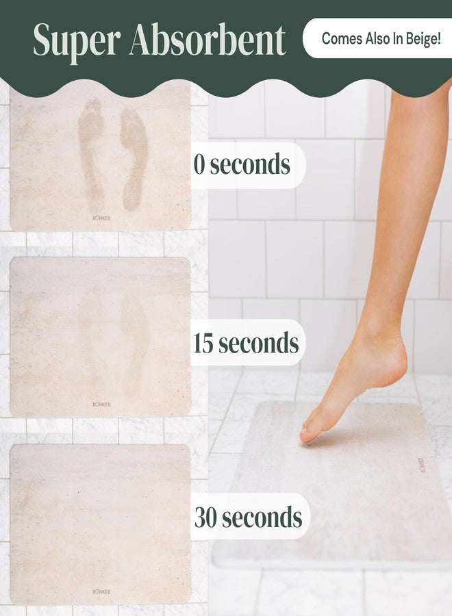 ROHKEX Stone Diatomaceous Bathroom Mat - 15 x 24 in Blue & White - Absorbent & Quick-Dry Bath Mat - Non-Slip Diatomite - Textured Easy-Clean Surface for Shower & Kitchen - Image 4