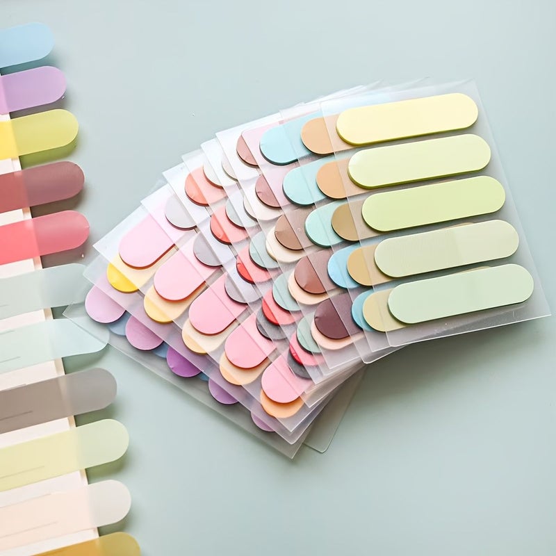 12 Pcs Gradient PET Round Head Sticky Notes Morandi Style Memo Pads For School Study Office - Image 3