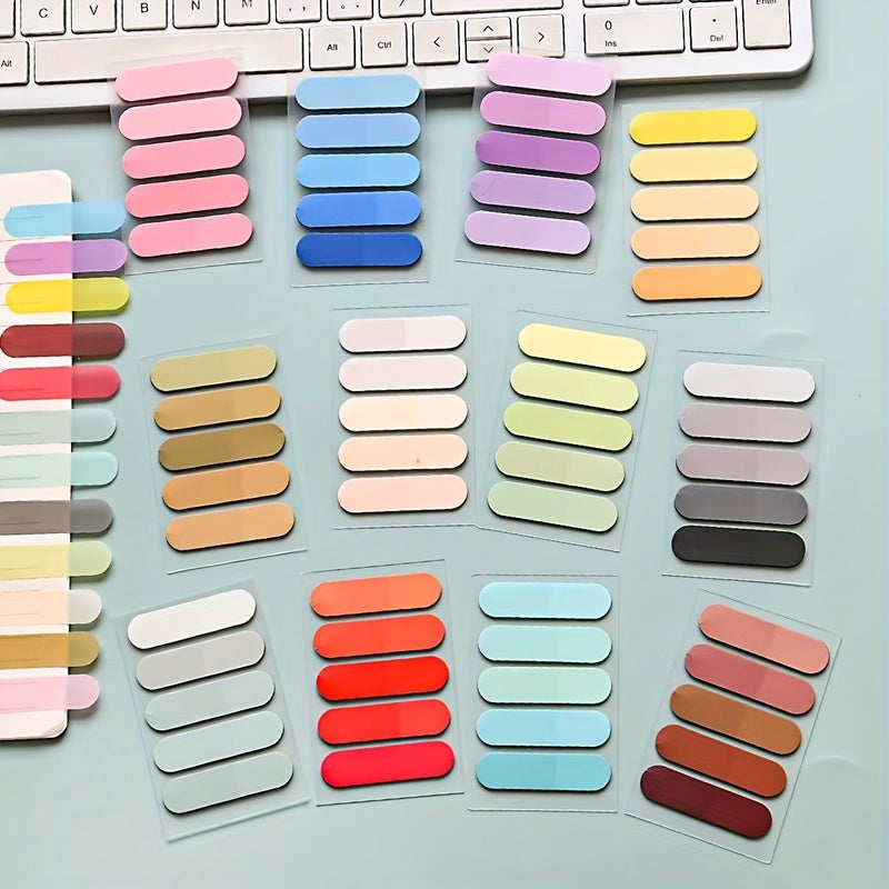 12 Pcs Gradient PET Round Head Sticky Notes Morandi Style Memo Pads For School Study Office - Image 1