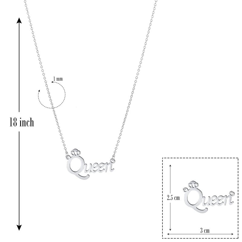 Thrillz Valentine Special Queen Pendant Necklace For Women and Girls Couple Gift Chain Necklace Fashion Jewellery - Image 5
