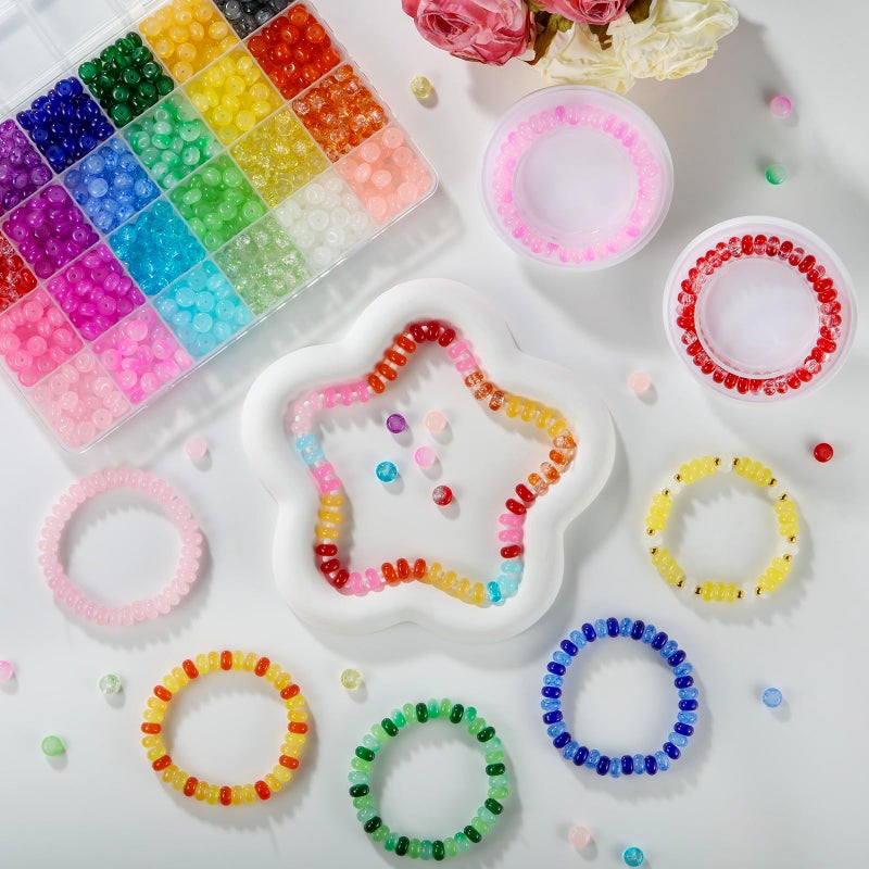 Funtopia Rondelle Glass Beads for Jewelry Making, 720pcs Abacus Glass Beads for Bracelet, 24 Colors Gemstone Spacer Crystal Beads for Necklace DIY Crafts, 5x8mm - Image 5