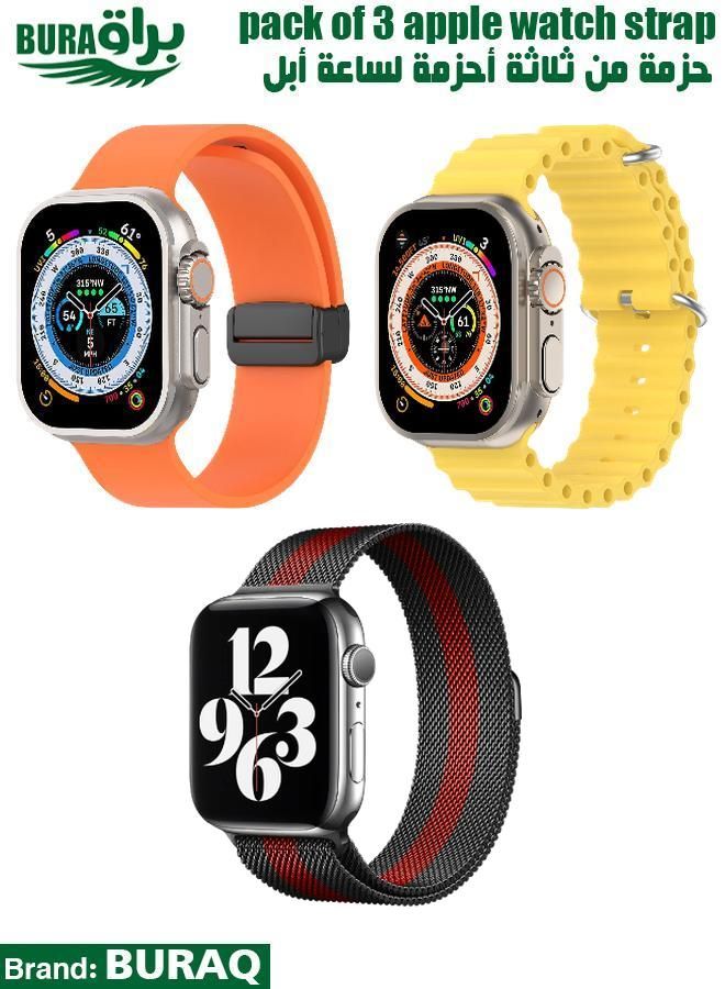 BURAQ Apple Watch Band Strap For Apple Watch Ultra 2/Ultra 49mm, Series 10 46mm, 9/8/7 45mm, SE2/SE/6/5/4 44mm, 3/2/1 42mm