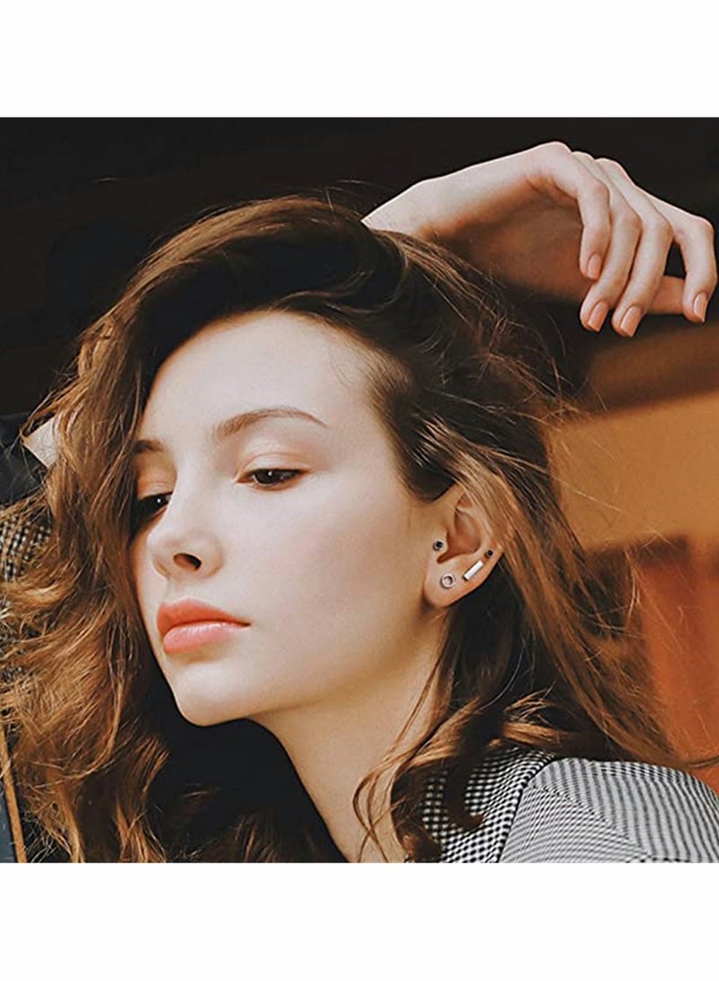 مجموعة من 18 زوجًا من الأقراط المصنوعة من الفولاذ المقاوم للصدأ المضادة للحساسية للنساء والرجال بأنماط مختلفة على شكل نجمة وقمر وقلب وورقة أوبال 20 جرامًا من مجوهرات الغضروف - Image 3