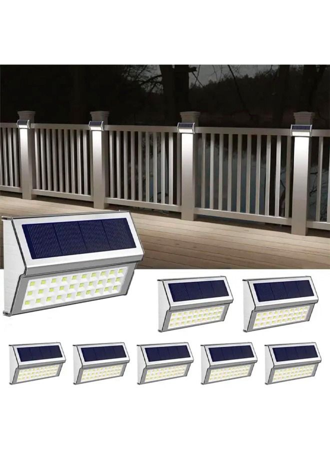 BLUE CORAL 4 Pack Solar Deck Lights, Solar Powered, Waterproof, Ideal Outdoor Lights for Step Stair Deck Fence Path Patio Pathway, Cool Warm  - Image 1