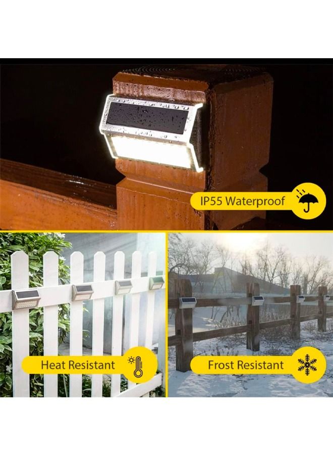 BLUE CORAL 4 Pack Solar Deck Lights, Solar Powered, Waterproof, Ideal Outdoor Lights for Step Stair Deck Fence Path Patio Pathway, Cool Warm  - Image 2