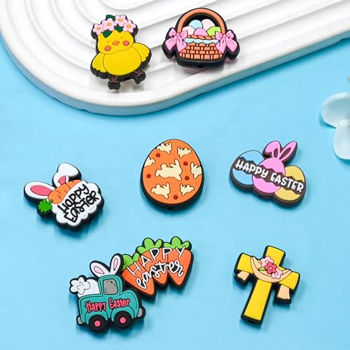 Gibleitz Easter Focal Beads Bulk 50PCS Different Silicone Bunny Focal Beads for Pens/Necklace/Keychains/Bracelets Easter Day Gifts - Image 5