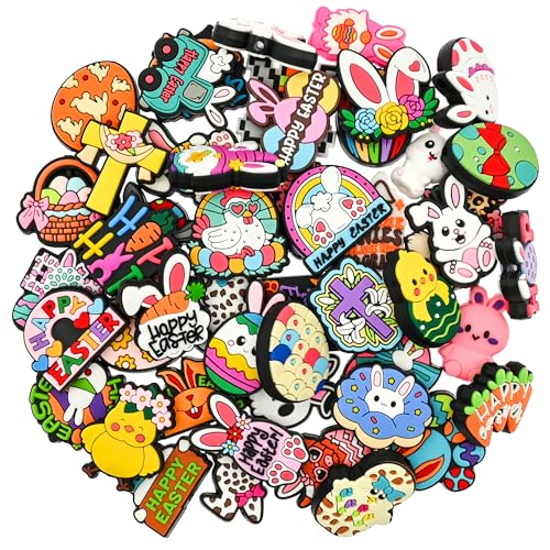 Gibleitz Easter Focal Beads Bulk 50PCS Different Silicone Bunny Focal Beads for Pens/Necklace/Keychains/Bracelets Easter Day Gifts - Image 2