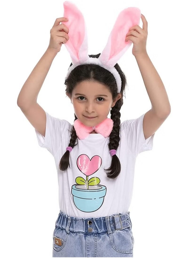Generic 3-Piece Plush Rabbit Ears Headwear Set Including Rabbit Ears Headband, Bow Tie and Tail for Adult and Kids Cosplay Party Dress Up Accessories  - Image 3