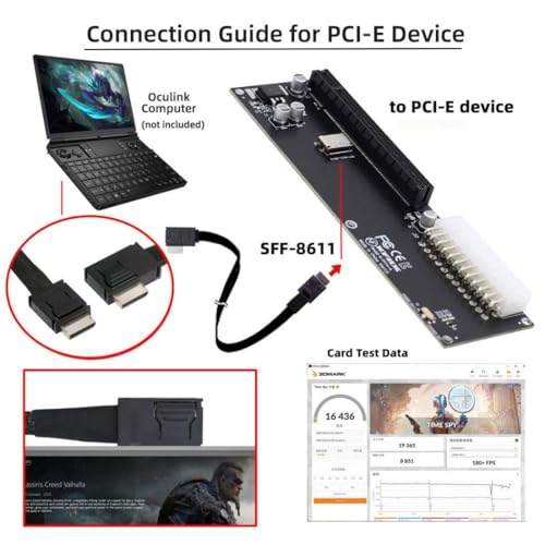 Chenyang تشين يانغ Oculink SFF-8612 إلى PCI-E 3.0/4.0 M.2 M-Key إلى محول PCIe 3.0/4.0 X16 لبطاقة الرسوميات الخارجية eGPU/GPD Win Max2 وبطاقة SSD - Image 2