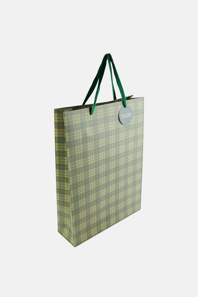 Muy Mucho Paper Gift Bag with Christmas Label, Dark Green - Image 2