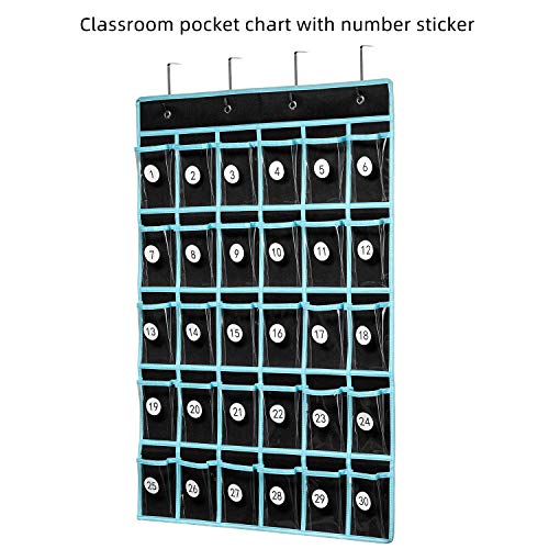 KEEPJOY Classroom Pocket Chart Organizer,Cell Phones Calculator Holder for Classroom Storage, Hanging Wall Door Calculator Phone Caddy for Classroom. (30 Pockets-Black) - Image 3