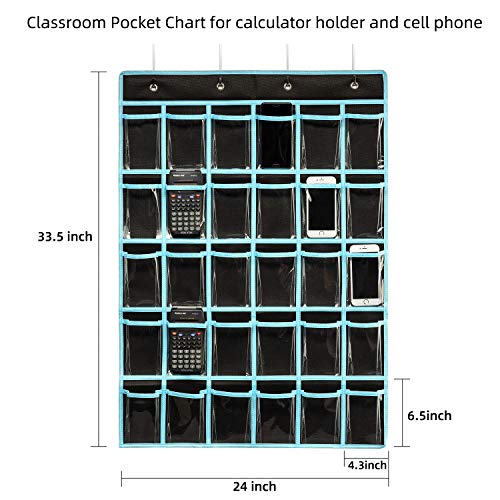KEEPJOY Classroom Pocket Chart Organizer,Cell Phones Calculator Holder for Classroom Storage, Hanging Wall Door Calculator Phone Caddy for Classroom. (30 Pockets-Black) - Image 2