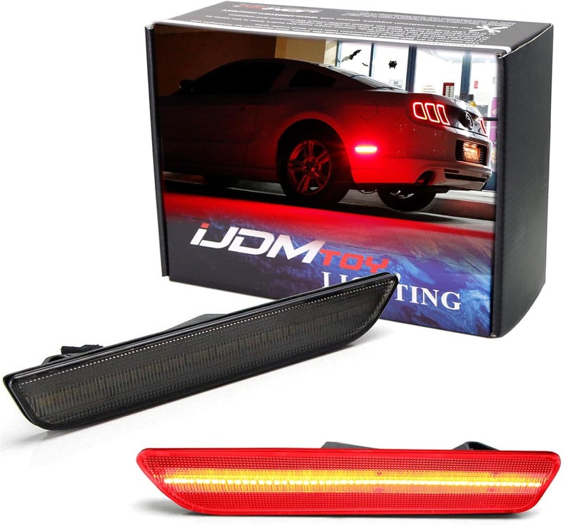 iJDMTOY Smoked Lens Red Full LED Rear Side Marker Light Kit Compatible With Ford 2010-14 Mustang, Powered by 45-SMD LED, Replace OEM Back Sidemarker Lamps - Image 1