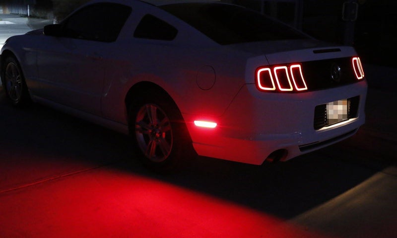 iJDMTOY Smoked Lens Red Full LED Rear Side Marker Light Kit Compatible With Ford 2010-14 Mustang, Powered by 45-SMD LED, Replace OEM Back Sidemarker Lamps - Image 3