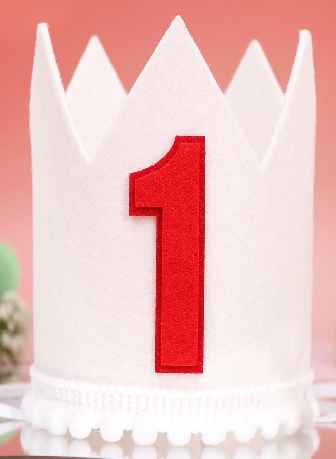 HIKLO First Birthday Crown - Crown Hat for Baby Boy/Girl, 1st Birthday Party Decoration, Cake Smash Photo Props, Outfits for Baby (Red First Birthday Crown) - Image 1